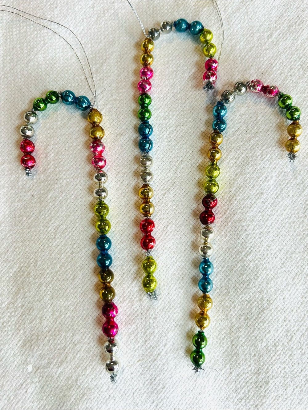 🎄 Vintage repurposed mercury glass garland candy cane holiday Christmas ornament